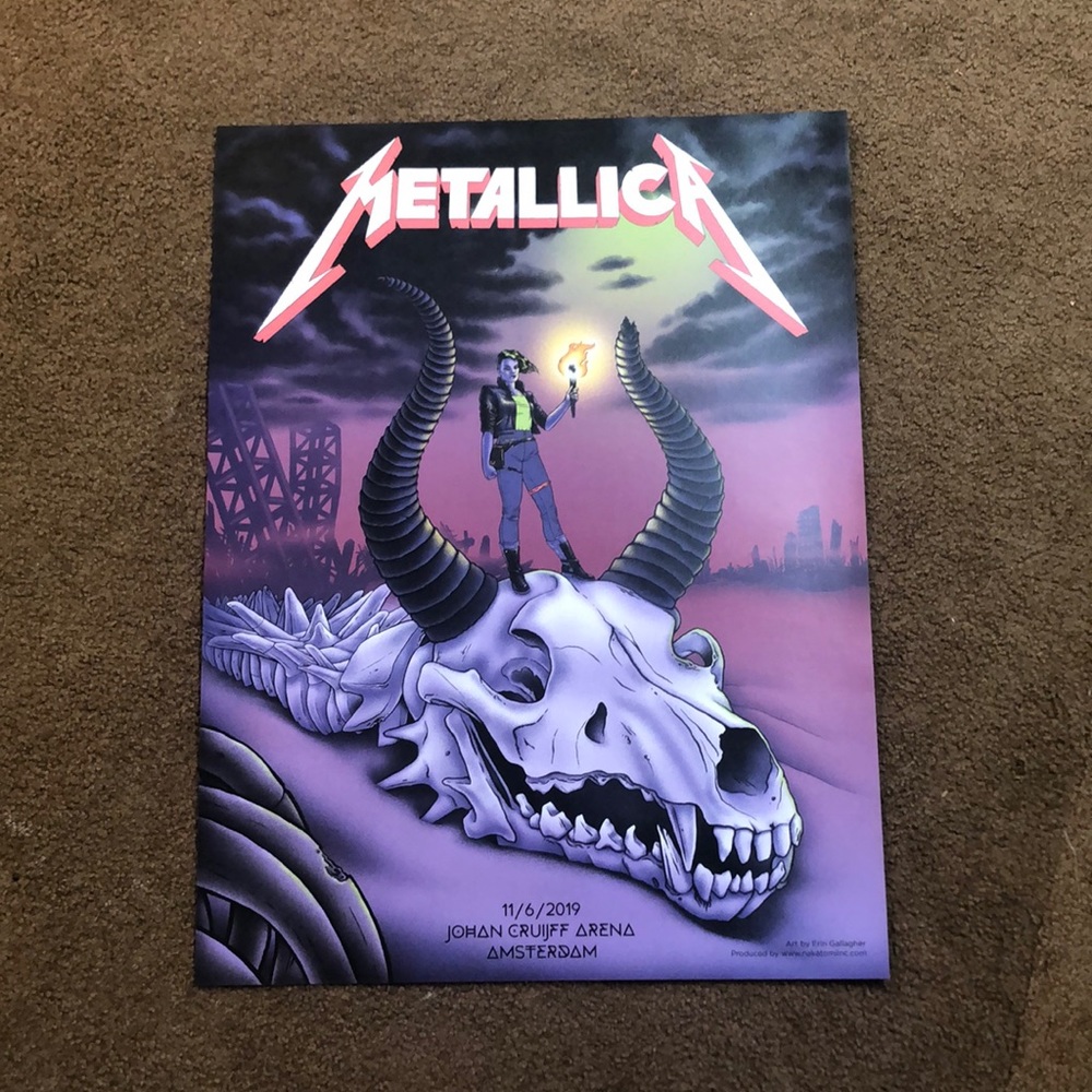 Metallica Poster November 6, 2019 Johan Cruijff Arena, Amsterdam NL 18”X24”